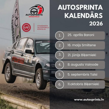 AUTOSPRINTA sacensību kalendārs 2026